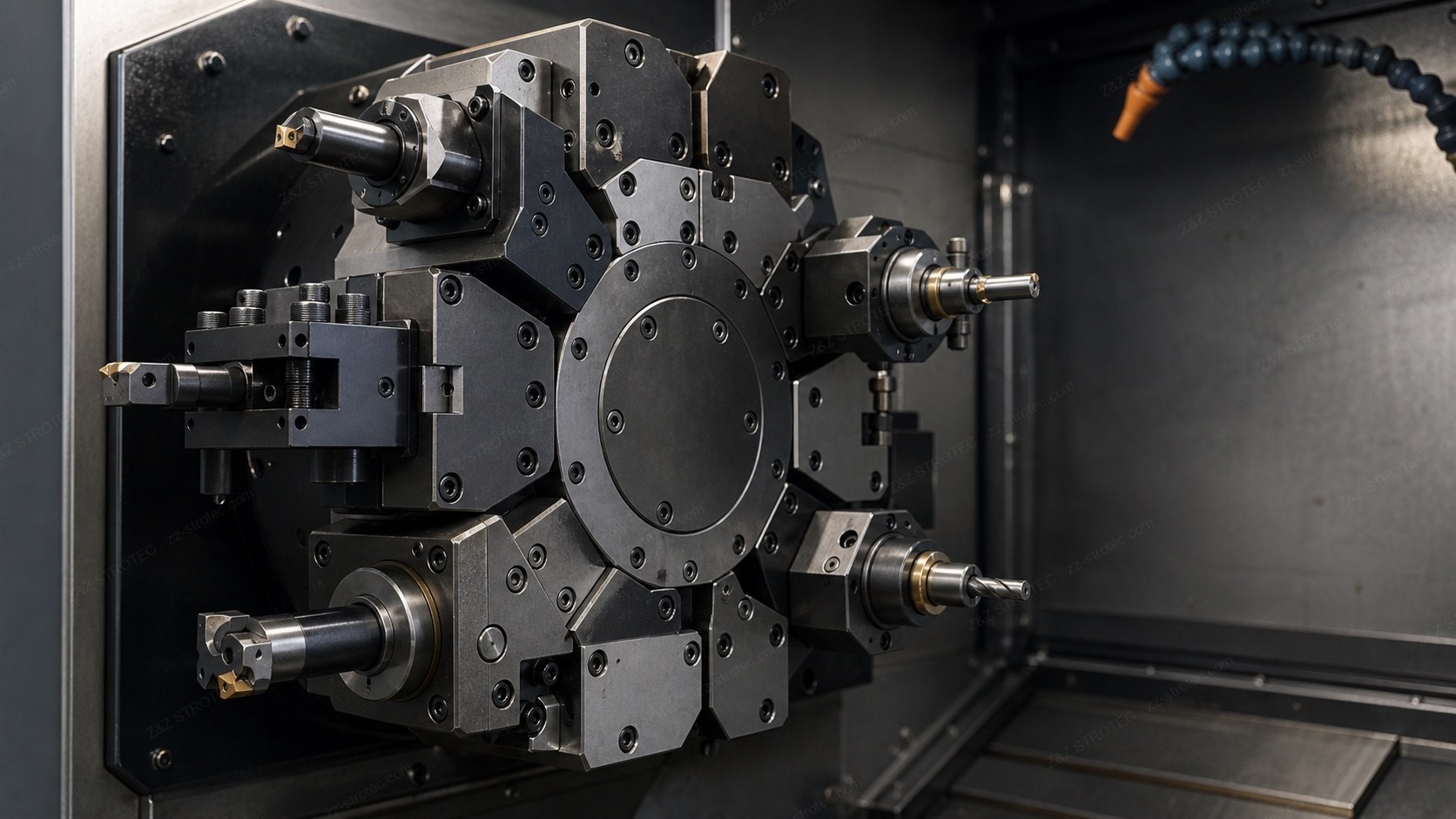 Static and driven tool holders mounted on a CNC lathe turret